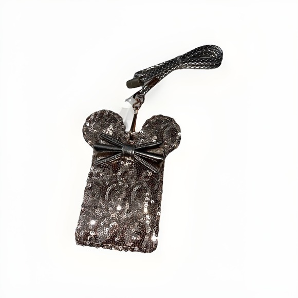 Brand New Rare Disney Parks Loungfly Rose Gold Swquined Minnie Mouse ID Holder - Picture 1 of 16